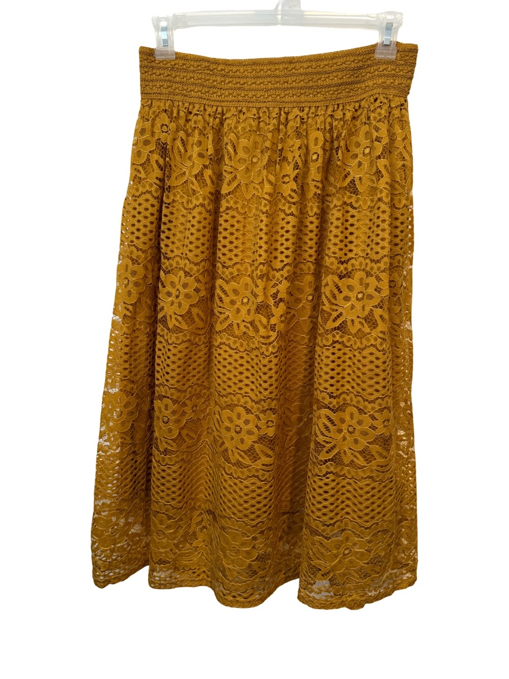 Boho cottagecore Women's yellow Lace Midi Skirt